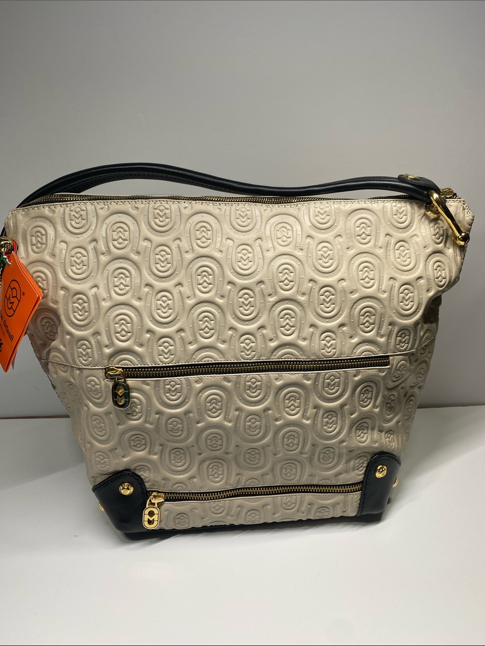 NWT Marino Orlandi Hobo-Cream and Black - Picture 3 of 11